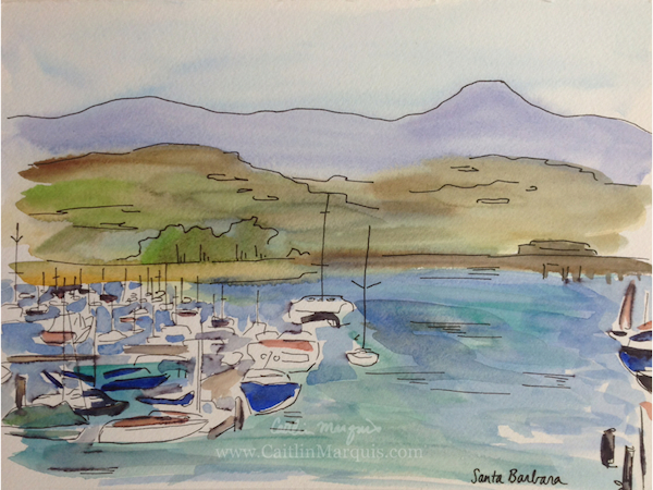 Santa Barbara, California, watercolor; www.caitlinmarquis.com